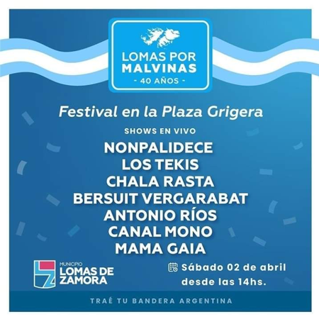 Malvinas Nos Une festival en Plaza Grigera de Lomas de Zamora