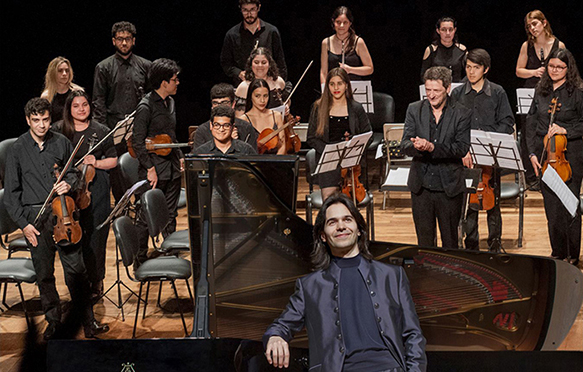 Concierto de la Camerata Académica junto a Horacio Lavandera y una joven pianista en la Sala Ginastera