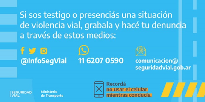 La ANSV habilitó la línea de WhatsApp 011-6207-0590 para realizar denuncias.