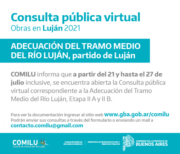 Consulta Pública para las obras de Adecuación del Cauce del Tramo Medio del Río Luján