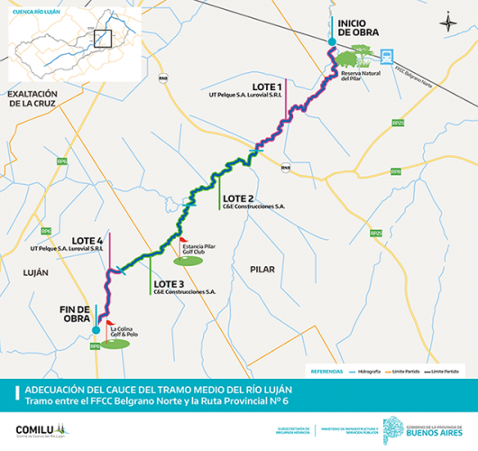 La obra se desarrollará en los partidos de Pilar, Exaltación de la Cruz y Luján.
