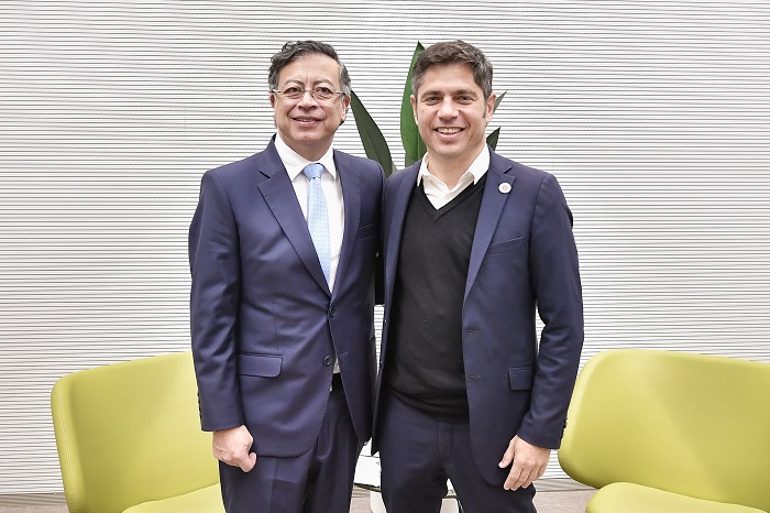 Kicillof se reunió con el presidente Gustavo Petro y la vice del Parlamento Europeo, Katarina Barley
