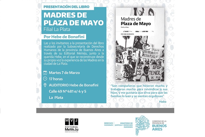 Presentan el libro MADRES DE PLAZA DE MAYO filial La Plata, por Hebe de Bonafini