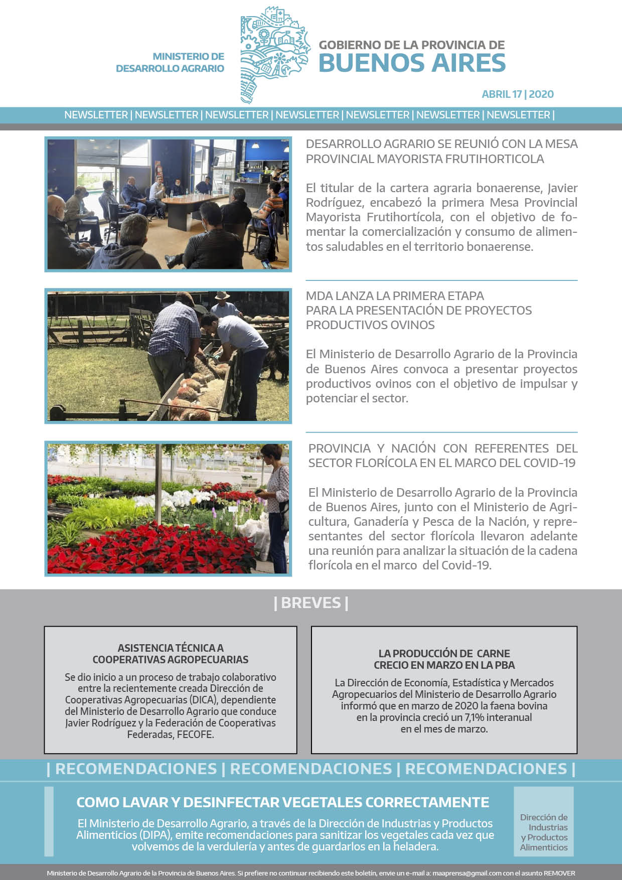 Newsletter 17/04/2020