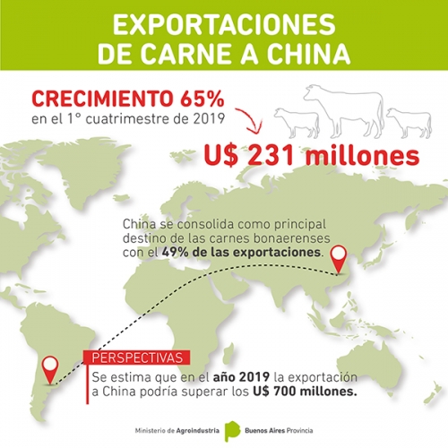 Crecieron un 65% las exportaciones bonaerenses de carne a China