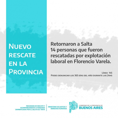 Retornaron a Salta 14 personas que fueron rescatadas por explotación laboral en Florencio Varela
