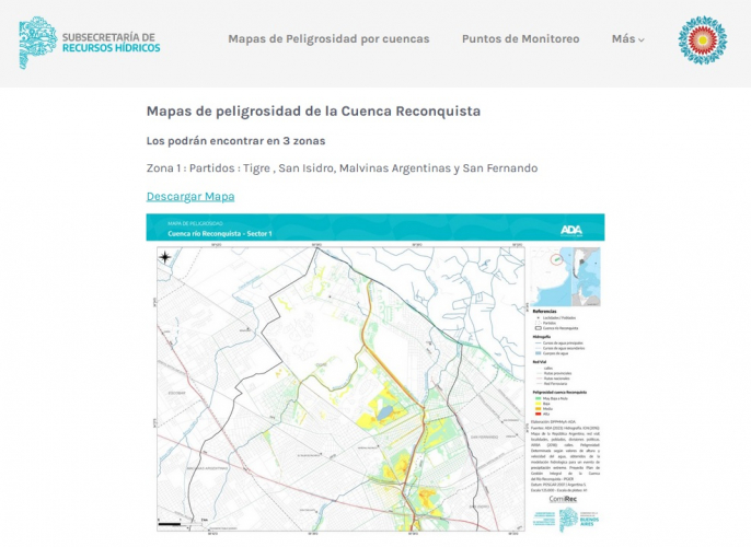 Se trata de tres nuevos mapas para la Cuenca del Río Reconquista