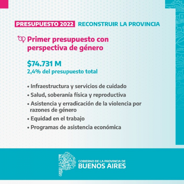 Primer presupuesto bonaerense con perspectiva de género