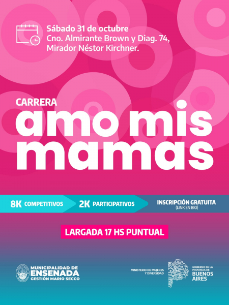 Está abierta la inscripción para la 4° edición de la carrera "Amo Mis Mamas"