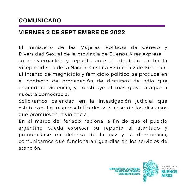 Repudio al atentado contra Cristina Fernández de Kirchner