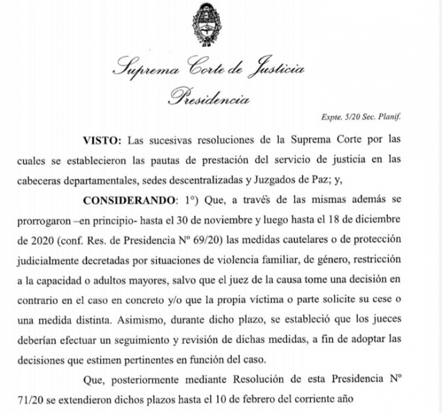 Se prorrogan las medidas judiciales de protección para víctimas de violencia de género