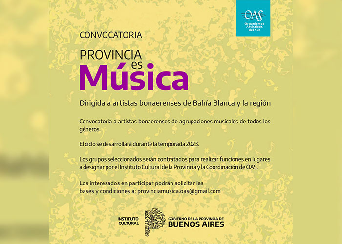 El Instituto Cultural lanza la convocatoria “Provincia es Música”