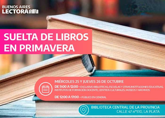 Se realizará una suelta de libros en la Biblioteca Central de la Provincia