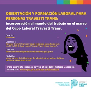 Orientación y formación laboral para personas Travesti Trans