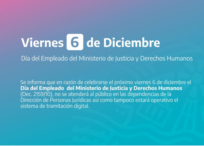 El 6 de diciembre no habrá atención al público ni se admitirán trámites digitales