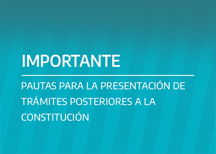 PAUTAS PARA LA PRESENTACIÓN DE TRÁMITES POSTERIORES A LA CONSTITUCIÓN