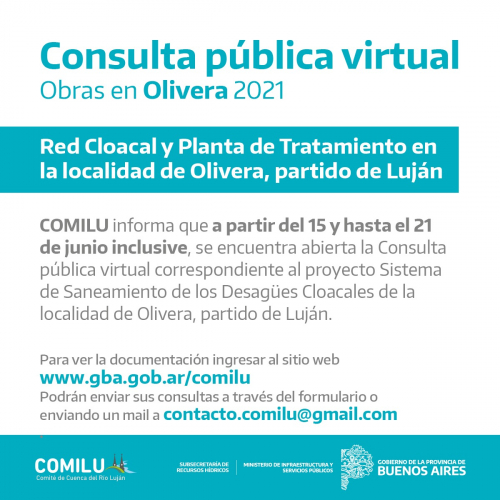 Llamado a Consulta Pública Virtual para obras hídricas en Luján