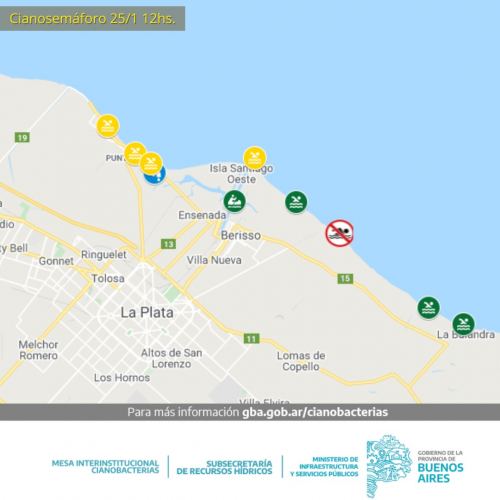 Alerta Amarillo por la presencia de cianobacterias en Ensenada