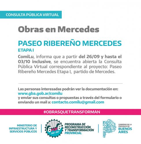 LLamado a Consulta Pública para la realización del Paseo Ribereño de Mercedes