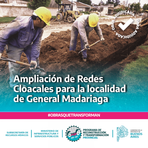 Provincia adjudicó obra cloacal para General Madariaga