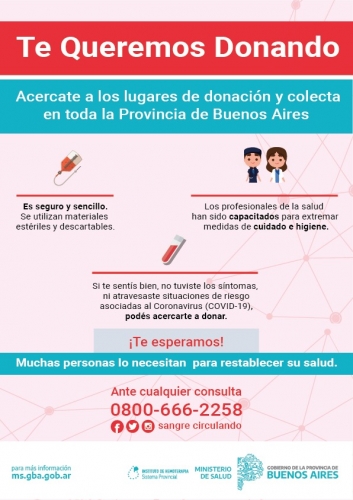CORONAVIRUS: EL INSTITUTO DE HEMOTERAPIA CONVOCA A DONAR SANGRE
