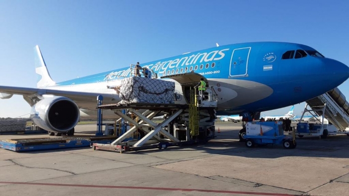 Llegó hoy el noveno vuelo con insumos desde China