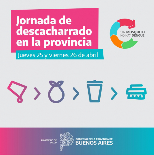 Salud realizará nuevas jornadas de descacharrado intensivo en municipios. Jueves 25 y viernes 26 de abril