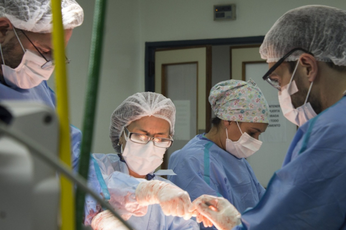Operación en curso en uno de los hospitales de la Provincia de Buenos Aires.