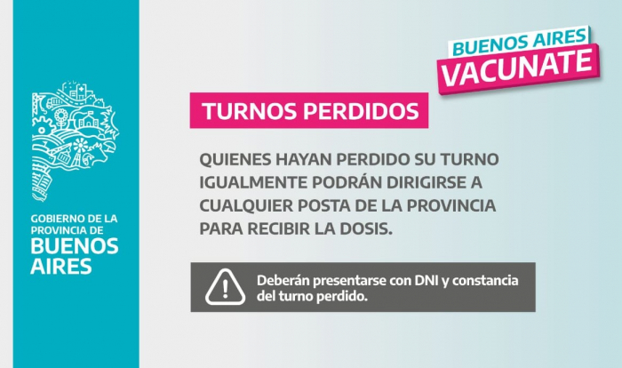 En la Provincia el turno para vacunarse contra el COVID-19 no se pierde