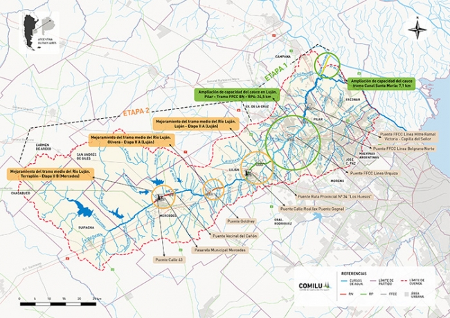 Mapa de Obras. Plan de Manejo Integral de Cuenca del Río Luján