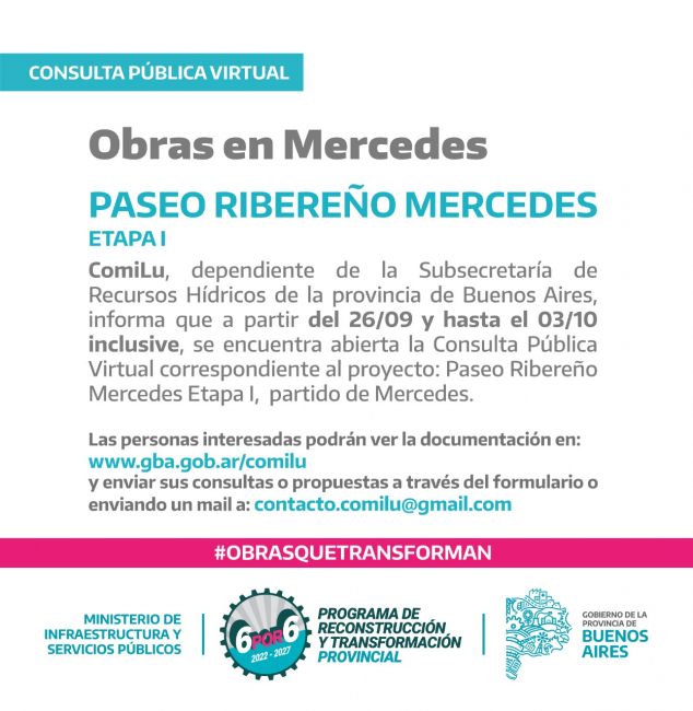 Llamado a Consulta Pública para la realización del Paseo Ribereño de Mercedes