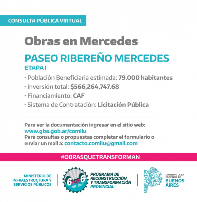 Llamado a Consulta Pública para la realización del Paseo Ribereño de Mercedes