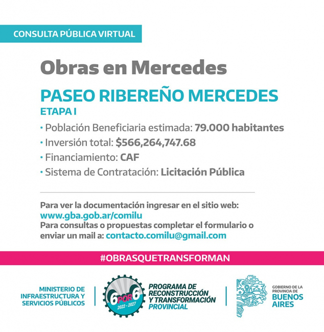 Llamado a Consulta Pública para la realización del Paseo Ribereño de Mercedes