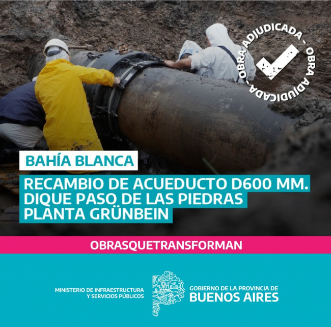 Se adjudicaron obras hídricas por mas de $1200 millones para Bahía Blanca