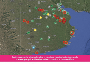 3 municipios con alertas rojas por cianobacterias en la Provincia