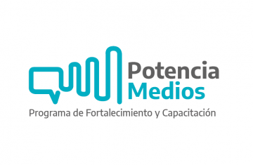 En la imagen se observa el logo del Programa de Fortalecimiento y Capacitación Potencia Medios