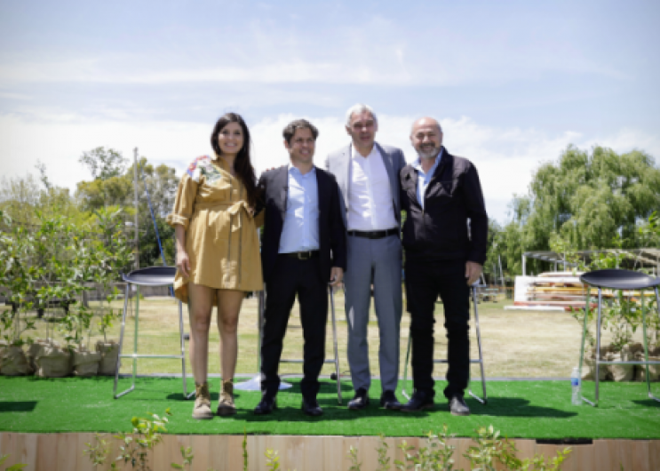 Axel Kicillof junto a Daniela Vilar, Fabián Cagliardi y Mario Secco.